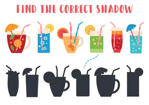 Find the correct shadow. Kids learning game. Stock Illustration