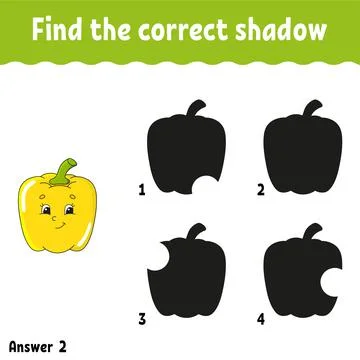 Find the correct shadow pepper. Education developing worksheet. Matching game Illustrazione stock