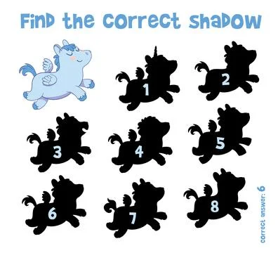 Find the correct shadow. Pony. Choose correct answer Stock Illustration
