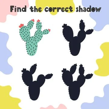 Find the correct shadow puzzle game for kids Stock Illustration