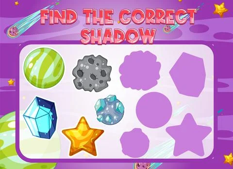 Find the correct shadow, shadow match worksheet for kindergarten student Illustrazione stock