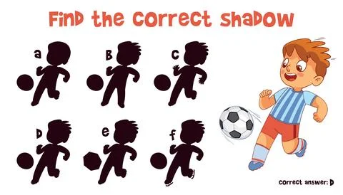 Find the correct shadow. Soccer. Educational game for children Stock Illustration