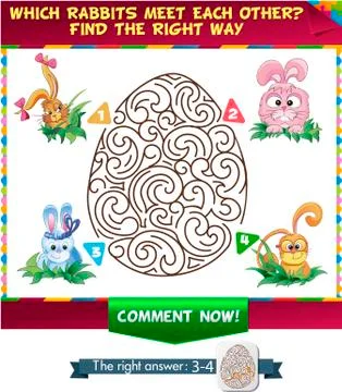 Find a correct way rabbit meet  each other Illustrazione stock
