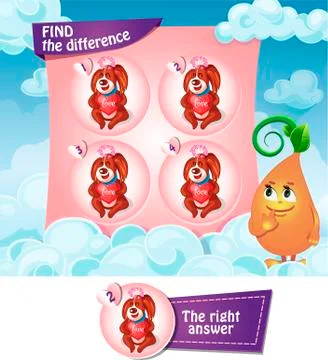 Find the difference hearts Stock Illustration