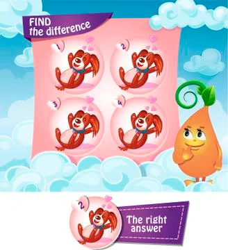 Find the difference hearts Illustrazione stock