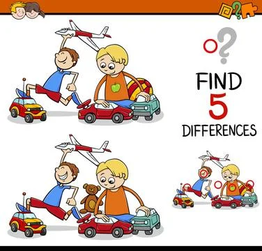 Find the differences activity Cartoon Illustration of Finding Differences ... 스톡 사진