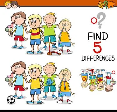 Find the differences activity Cartoon Illustration of Finding Differences ... Stock Photos