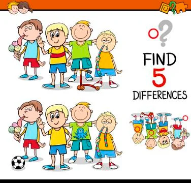 Find the differences activity Illustrazione stock