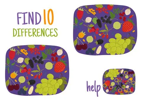 Find differences between forest and garden berries Stock Illustration