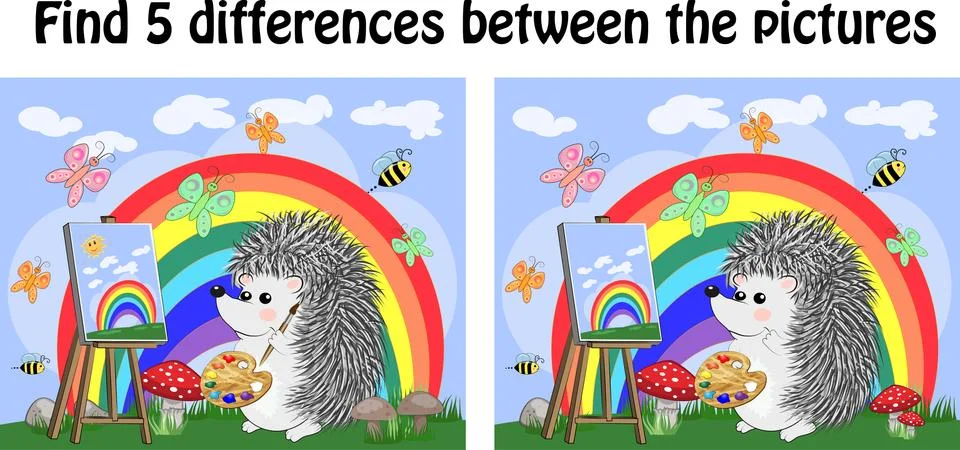 Find the differences between the pictures. Children's educational game. A hed Stock Illustration