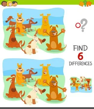 Find differences with cartoon dog characters Cartoon Illustration of Findi... Stock Photos