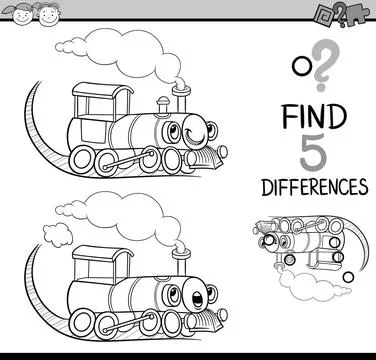 Find the differences coloring book Black and White Cartoon Illustration of... Stock Photos