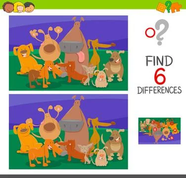 Find the differences with dogs cartoon characters Cartoon Illustration of ... Stock Photos