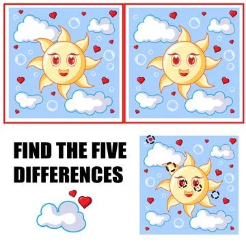 Find differences, education game for children. Stock Illustration