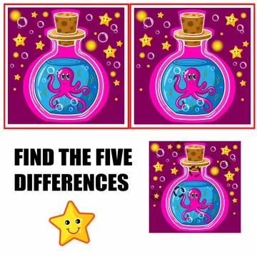 Find differences, education game for children. Stock Illustration
