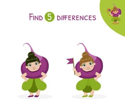 Find Differences, Educational Game for Kids Vector Illustration Illustrazione stock