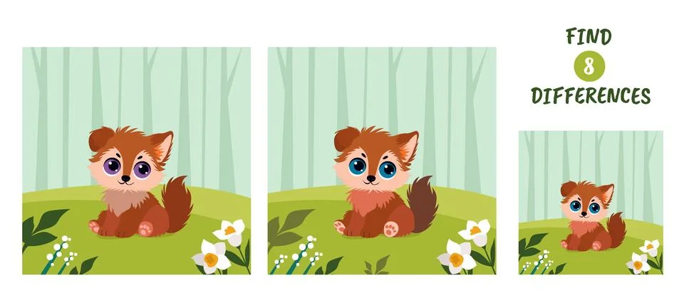 Find the differences, educational game for kids. Stock Illustration