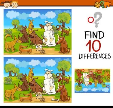 Find differences educational task Cartoon Illustration of Find Differences... Foto stock