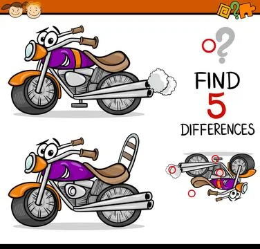 Find the differences game Cartoon Illustration of Finding Differences Educ... 스톡 사진