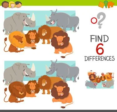Find the differences game Cartoon Illustration of Spot the Differences Edu... Stock Photos