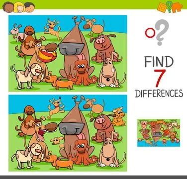 Find differences game with dog characters Cartoon Illustration of Finding ... 스톡 사진