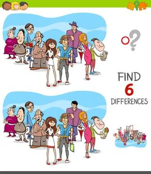 Find differences game with people characters Cartoon Illustration of Findi... 스톡 사진