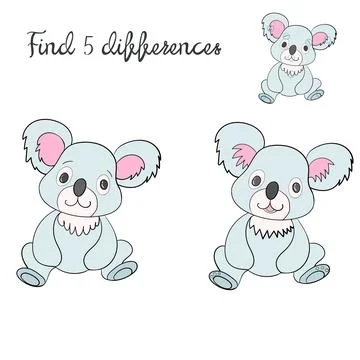 Find differences kids layout for game Stock Illustration