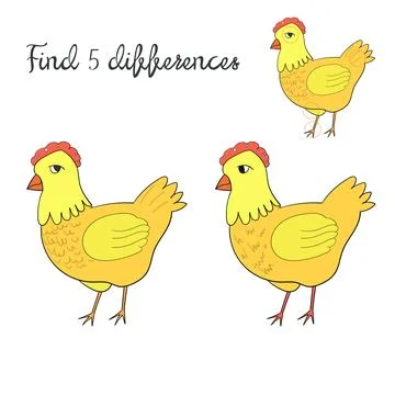 Find differences kids layout for game hen chicken イラスト素材