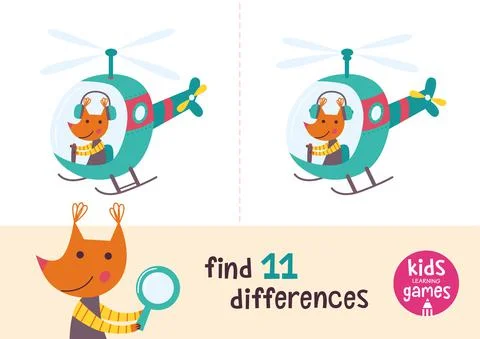 Find the differences. Kids learning games collection. Squirrel in a cartoon styl Stock Illustration