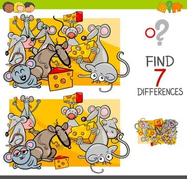Find differences with mice animal characters Cartoon Illustration of Findi... Stock Photos