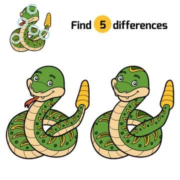 Find differences, Rattle snake Stock Illustration