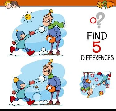 Find the differences task Cartoon Illustration of Finding Differences Educ... Stock Photos