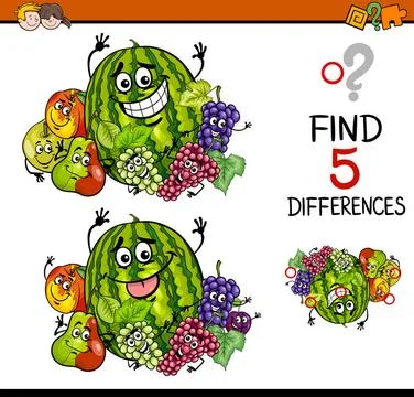 Find the differences task Cartoon Illustration of Finding Differences Educ... 写真素材