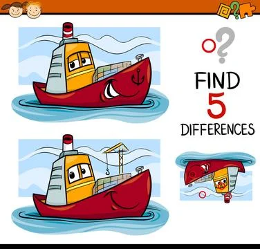 Find the differences task for kids Cartoon Illustration of Finding Differe... Foto stock