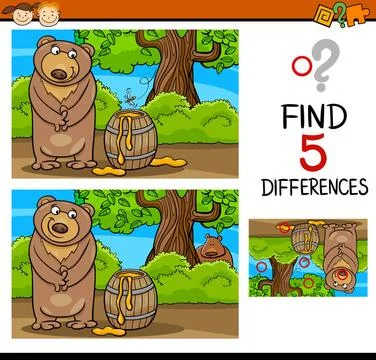 Find differences task for kids Cartoon Illustration of Finding Differences... Foto stock