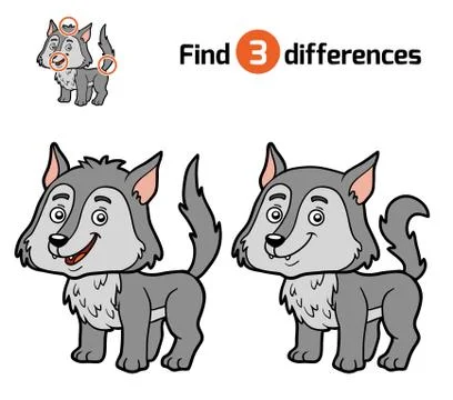 Find differences, Wolf Stock Illustration