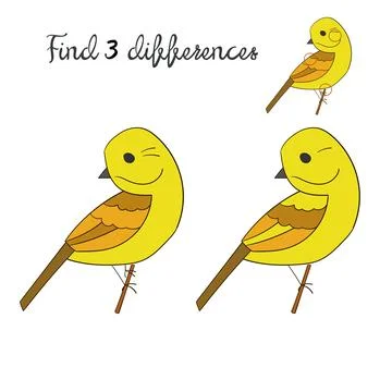 Find differences yellowhammer bird Illustrazione stock