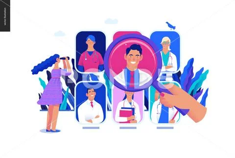 Find a doctor - medical insurance illustration Stock Illustration