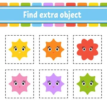Find extra object. Educational activity worksheet for kids and toddlers. Game Stock Illustration
