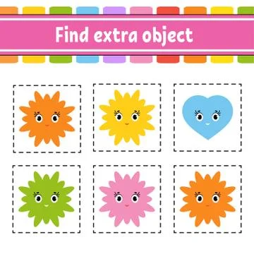 Find extra object. Educational activity worksheet for kids and toddlers. Game 스톡 일러스트