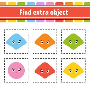 Find extra object. Educational activity worksheet for kids and toddlers. Game Stock Illustration