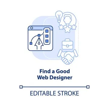 Find good web designer light blue concept icon Stock Illustration