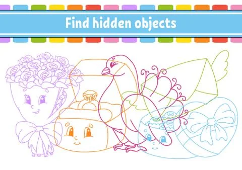 Find hidden object. Education developing worksheet. Activity page with pictur Stock Illustration