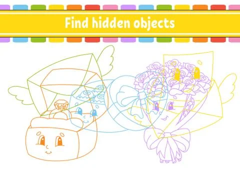 Find hidden object. Education developing worksheet. Activity page with pictur 스톡 일러스트