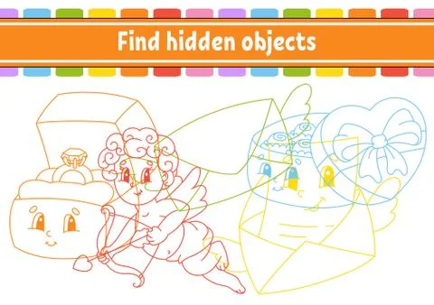 Find hidden object. Education developing worksheet. Activity page with pictur Illustrazione stock