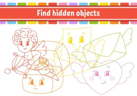 Find hidden object. Education developing worksheet. Activity page with pictur 스톡 일러스트