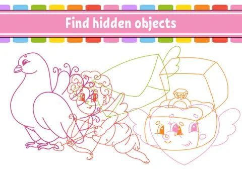 Find hidden object. Education developing worksheet. Activity page with pictur 스톡 일러스트