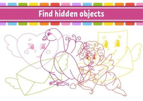 Find hidden object. Education developing worksheet. Activity page with pictur 스톡 일러스트