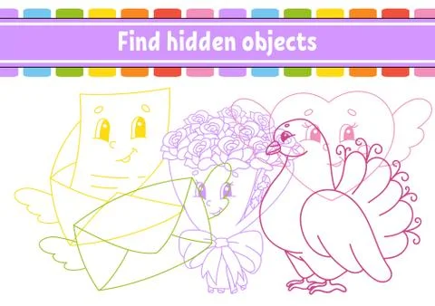 Find hidden object. Education developing worksheet. Activity page with pictur Stock Illustration