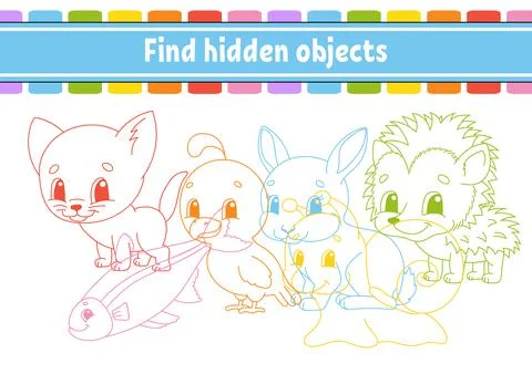 Find hidden object. Education developing worksheet. Activity page with pictur Stock Illustration